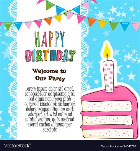 Happy Birthday Invitation Card Royalty Free Vector Image