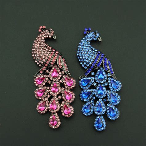 5pclot Gorgeous Crystal Rhinestone Peacock Brooch Fashion Jewelry Bird Pin In Brooches From