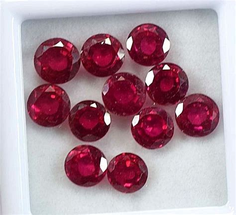 25mm 10 Pieces Natural Ruby Round Cut Loose Gemstone Property Room