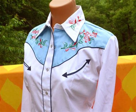 Vintage 60s Womens Blouse Western Pearl Snaps Shirt Etsy Blouses For Women Women Western