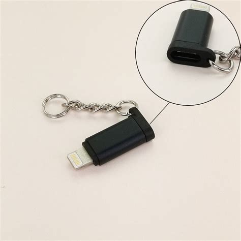 Usb Micro B Female To 8 Pin Lightning Male Adapter With Keychain For