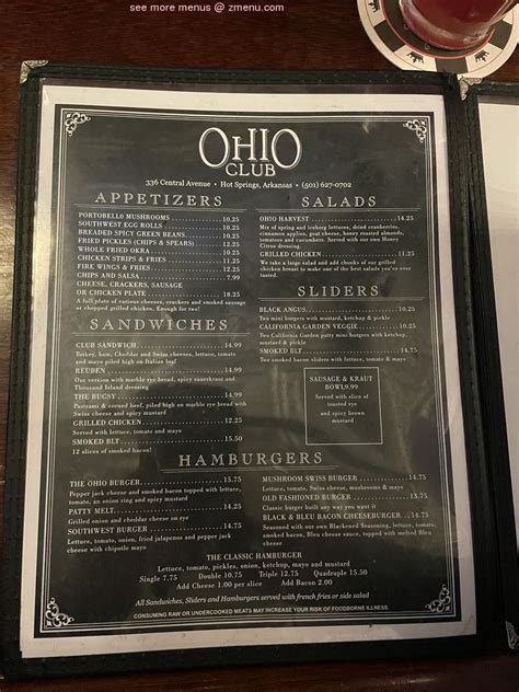 Online Menu Of Ohio Club Restaurant Hot Springs Arkansas 71901 Zmenu
