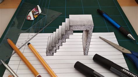 How To Draw 3d Stairs Anamorphic Drawing Optical Illu
