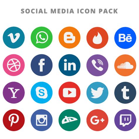20 Flat Social Media Icons Logo Vector Free Download
