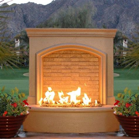 American Fyre Designs 46 Inch Outdoor Natural Gas Small Firefall With Back Cafe Blanco