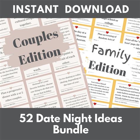 52 Date Night Ideas Bundle Great For Intentional Quality Time Together