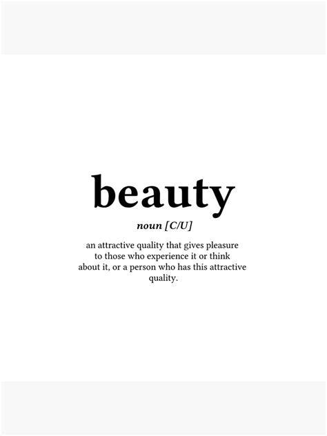 Beauty Word Definition Center Black Text Art Print By