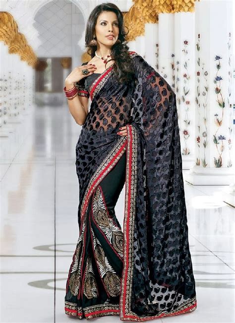 Black Designer Saree Collection Black Saree Designs With Shades Indian Black Saree For Slim