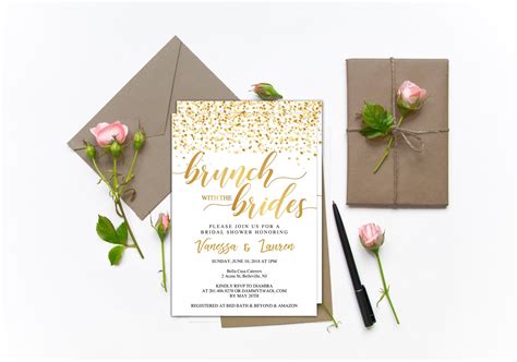 2 brides glitter bridal shower invitation diy printable etsy bridal shower invitations diy