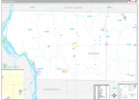 Mercer County Il Wall Map Premium Style By Marketmaps Mapsales