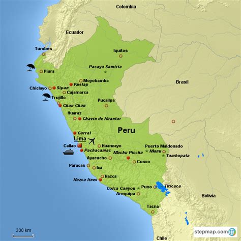 Stepmap Tourism Map Of Peru Landkarte Für Peru