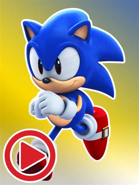 The Sonic Character Is Running In Front Of An Orange And Yellow Background