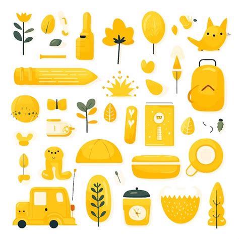 Premium Vector Yellowcolorobjectssetlearningcolorsforkids