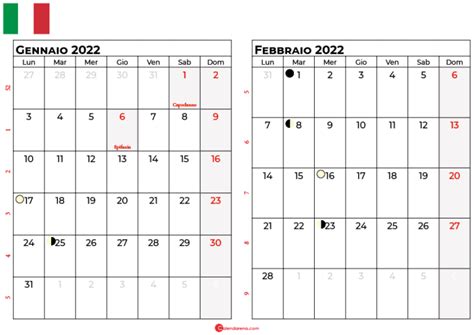 Calendario Febbraio 2022 Con Festività