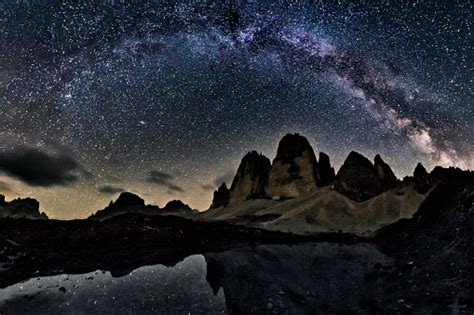 Milky Way At Tre Cime Of The Dolomites Stock Photo Download Image Now