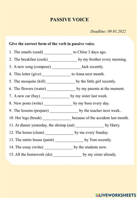 Passive Voice Worksheet Worksheet In Good Night Active And Passive Voice Simple