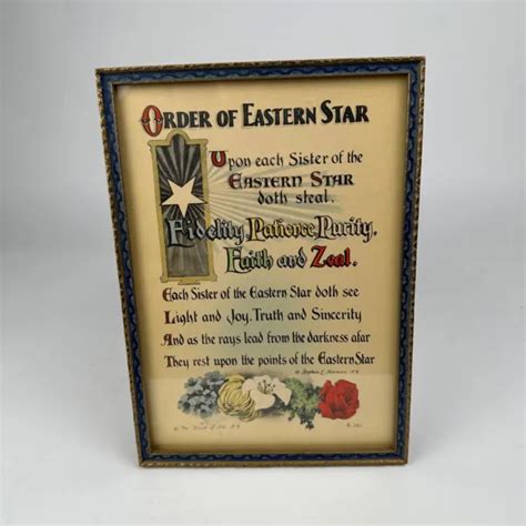 Vintage Order Of The Eastern Star Masonic Wall Plaque Stephen L Newman