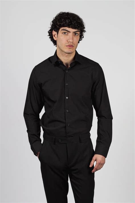 mens miatti black long sleeve shirt suit savvy