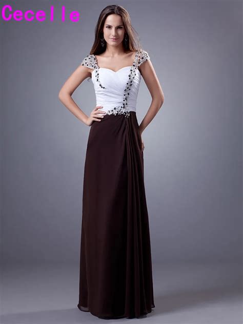 Two Tone Chiffon Long Bridesmaid Dresses Sweetheart Pleats Chiffon Cap