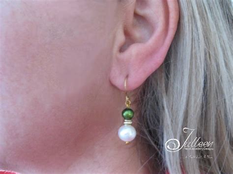 Emerald Green And White Pearl Earring In Gold Vermeil Pearl Jewellery