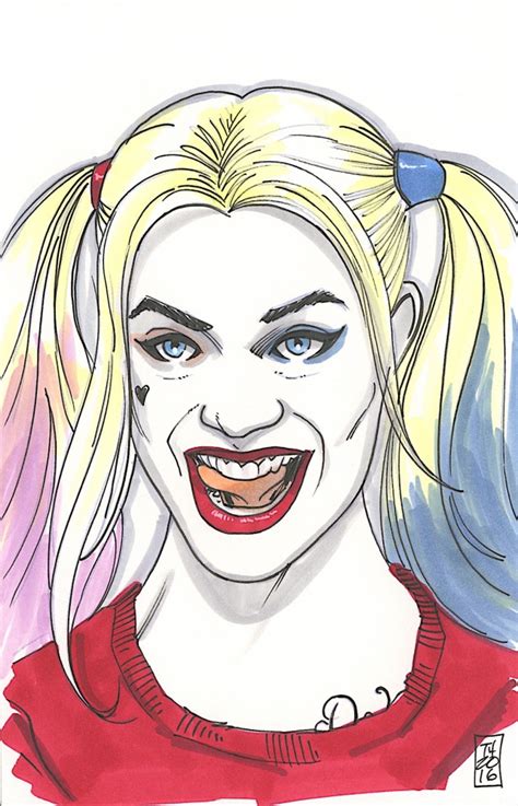 Harley Quinn Suicide Squad 11 Original 55 X 85 Color Drawing On Paper Signed By Tom