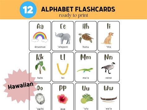 Hawaiian Educational Printable Hawaiian Alphabet Ōlelo Hawaii Printable Flash Cards Hawaii
