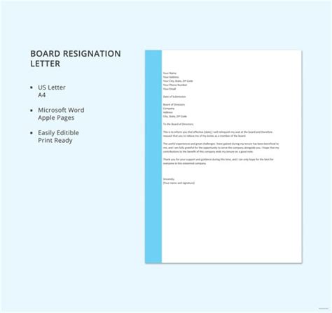 11 Board Resignation Letters Sample Example Format Download