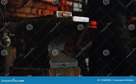 Forging Industry Indoors Hammer On The Anvil Stock Image Image Of