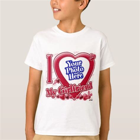 I Love My Girlfriend Red Heart Photo T Shirt