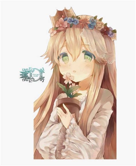 Flower Crown Girl Render By Pui Small Cute Anime Girl