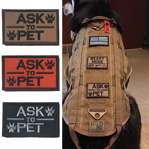 3 Pieces Tactical Ask To Pet Patch Morale Military Patch K9 Service Dog