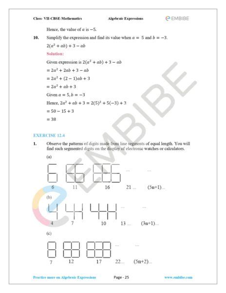 Evaluating expressions with multiple variablesget 3 of 4 questions to level up! NCERT Solutions For Class 7 Maths Chapter 12 Algebraic ...