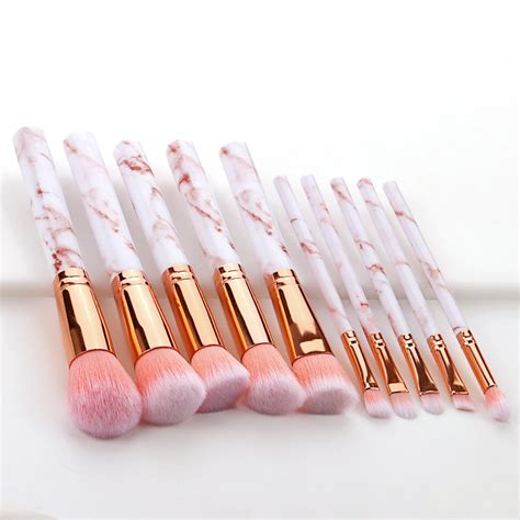 Pcs Marble Makeup Brush Set With PU Leather Organiser Case Pink Hair Colour Zone Cosmetics
