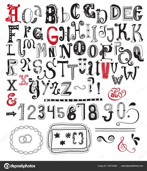 Whimsical Alphabet Numbers And Special Character Glyphs — Stock Vector