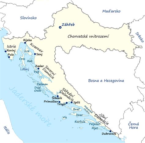 Chorvatsko Mapa Letovisek Chorvatsko Mapa