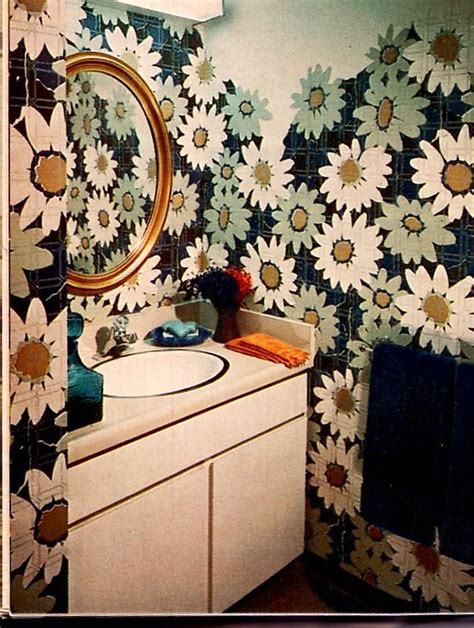 Awesome Bathroom Wallpaper 1970s Decor 70s Home Decor Retro Decor