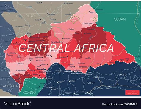 Central Africa Country Detailed Editable Map Vector Image