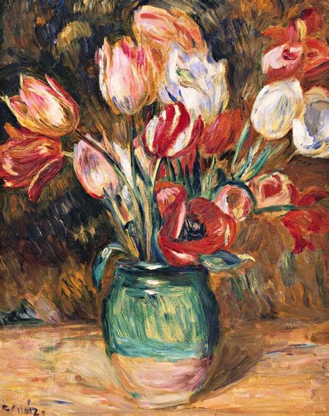 Tulips In A Vase Pierre Auguste Renoir
