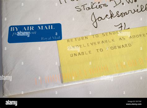 A Letter With Return To Sender Sticker Stock Photo Alamy