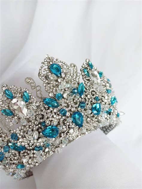 Blue Wedding Tiara For Bride Wedding Hair Accessories Bridal Etsy