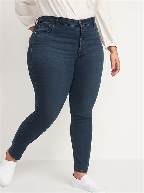 High Waisted Rockstar Button Fly Super Skinny Jeans For Women Old Navy