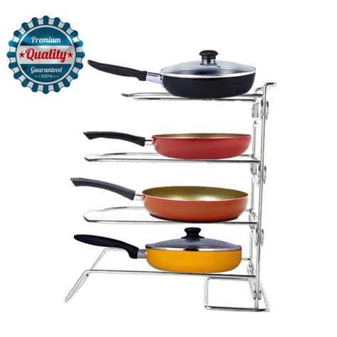 Planning a kitchen cabinet installation in singapore? Stainless Steel Pan Rack Organizer for Kitchen, Countertop ...