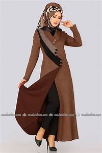Moda Selvim üç Renkli Süet Ferace Ygs6174 Kahve Abaya Fashion Muslim