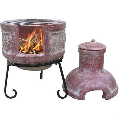 Even though fireplaces were discovered hundreds of years ago, they still proved to be utility items and great elegance, even in modern times. Clay chiminea grapes decoration grill lid and stand small ...
