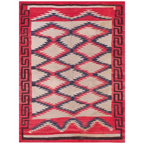 Small Navajo Sampler Rug In Red Orange Pink And Green For Sale At 1stdibs