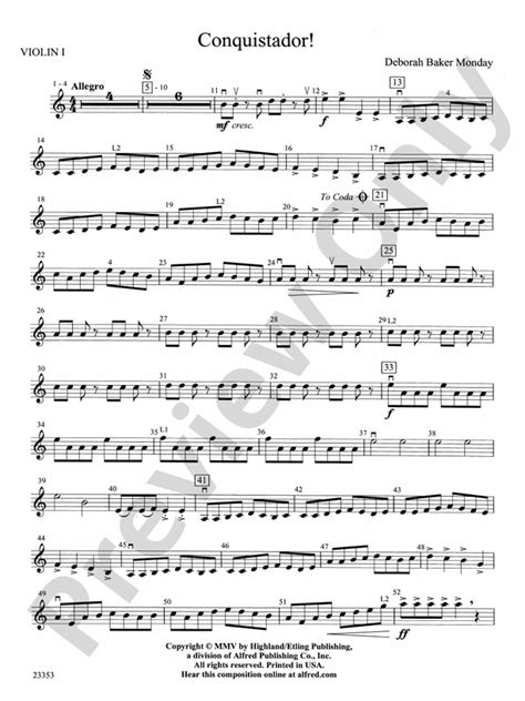 Conquistador 1st Violin 1st Violin Part Digital Sheet Music Download
