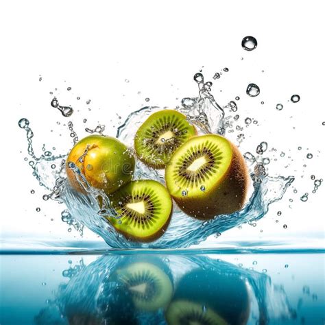 Kiwi Fruit In Water Splash Droplets Stock Illustration Illustration