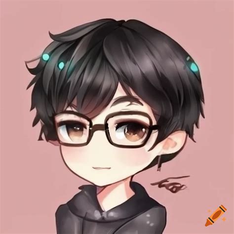 Chibi Style Male Character With Glasses And Cute Round Face