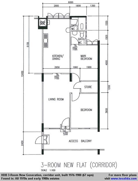 Hdb 3 Room New Generation Flat 67 Sqm Floor Plans How To Plan