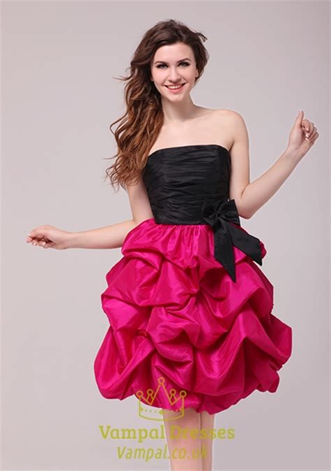 Hot Pink And Black Homecoming Cocktail Dressesblack Top Pink Bottom